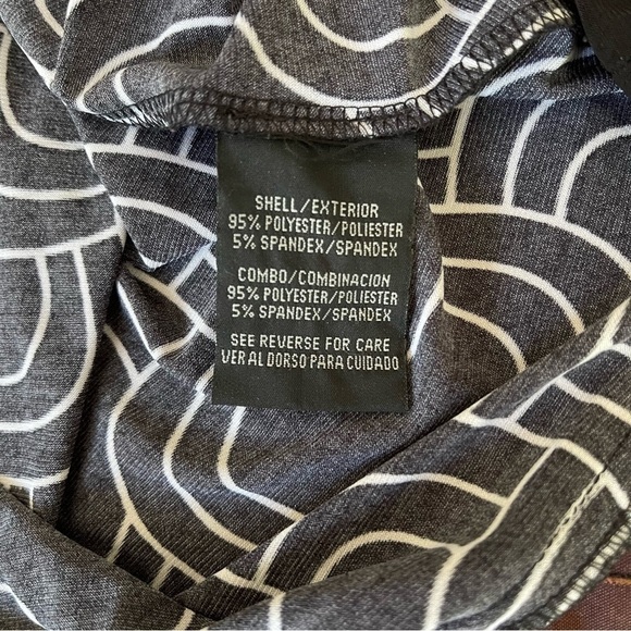 R&K Shift Dress Scoop Neck Elbow Length Sleeves Black White Blue Geo Print - Picture 7 of 11